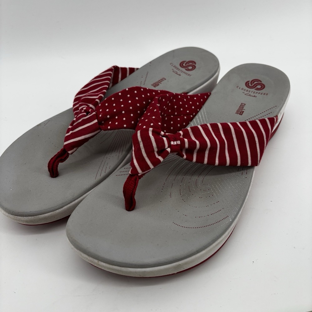 Clarks Cloudsteppers Arla Glison Polka Dot Thong SandalsWomen 10 Red UK7.5EU41.5
